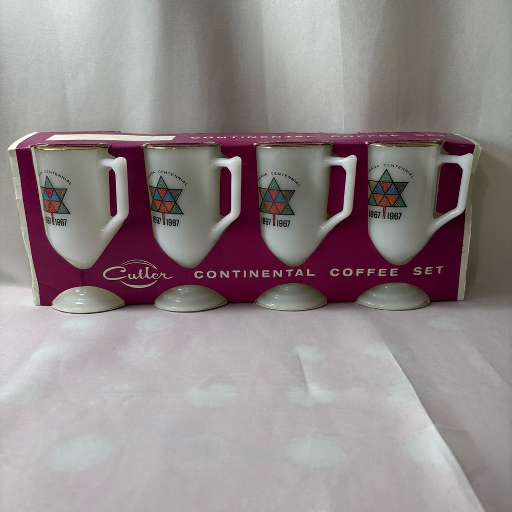 Canada Centennial Milk Glass Coffee Set
